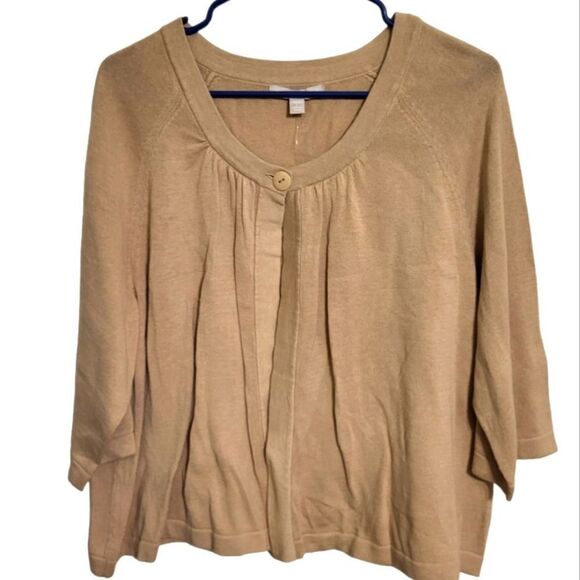 Woman Within Sweaters - #37 Woman Within Beige Taupe Shrug Sweater Cardigan, Plus 18/20 L NWOT